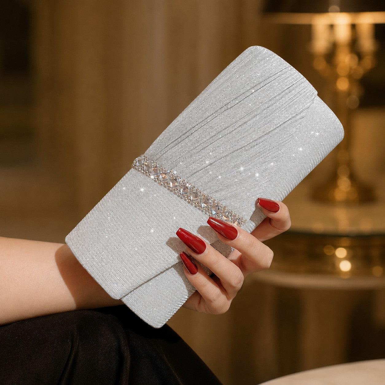 Shiny rhinestone small envelope bag 733171803996 - 7 Days / Silver - COCOMELODY